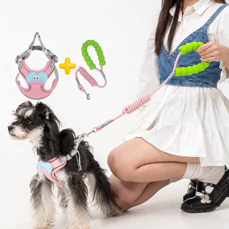 No pull dog harness with multifunction leash in blue, step-in design, reflective stitching, for medium dogs