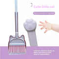 Purple plastic broom and dustpan set with rotating brush holder attachment