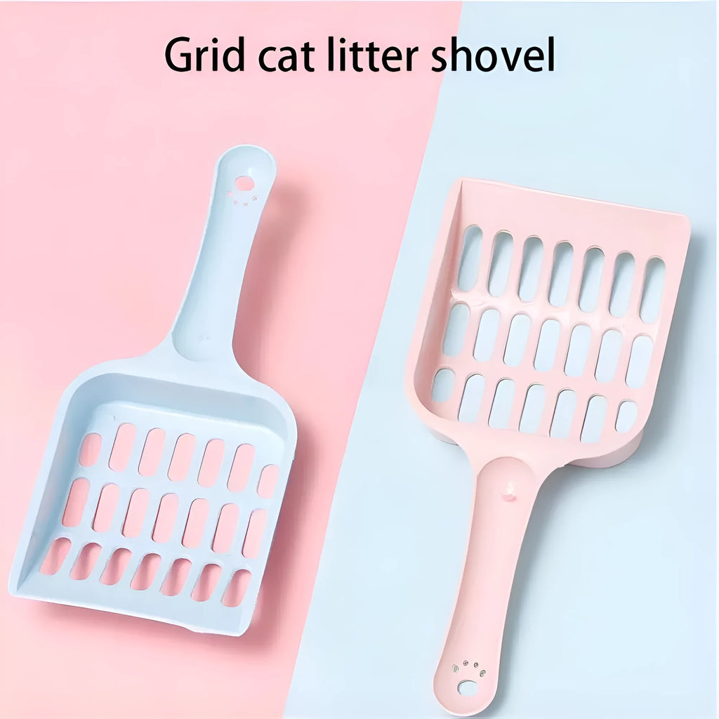 Plastic cat litter scoop in blue colour showing sand shovel design for litter tray cleaning