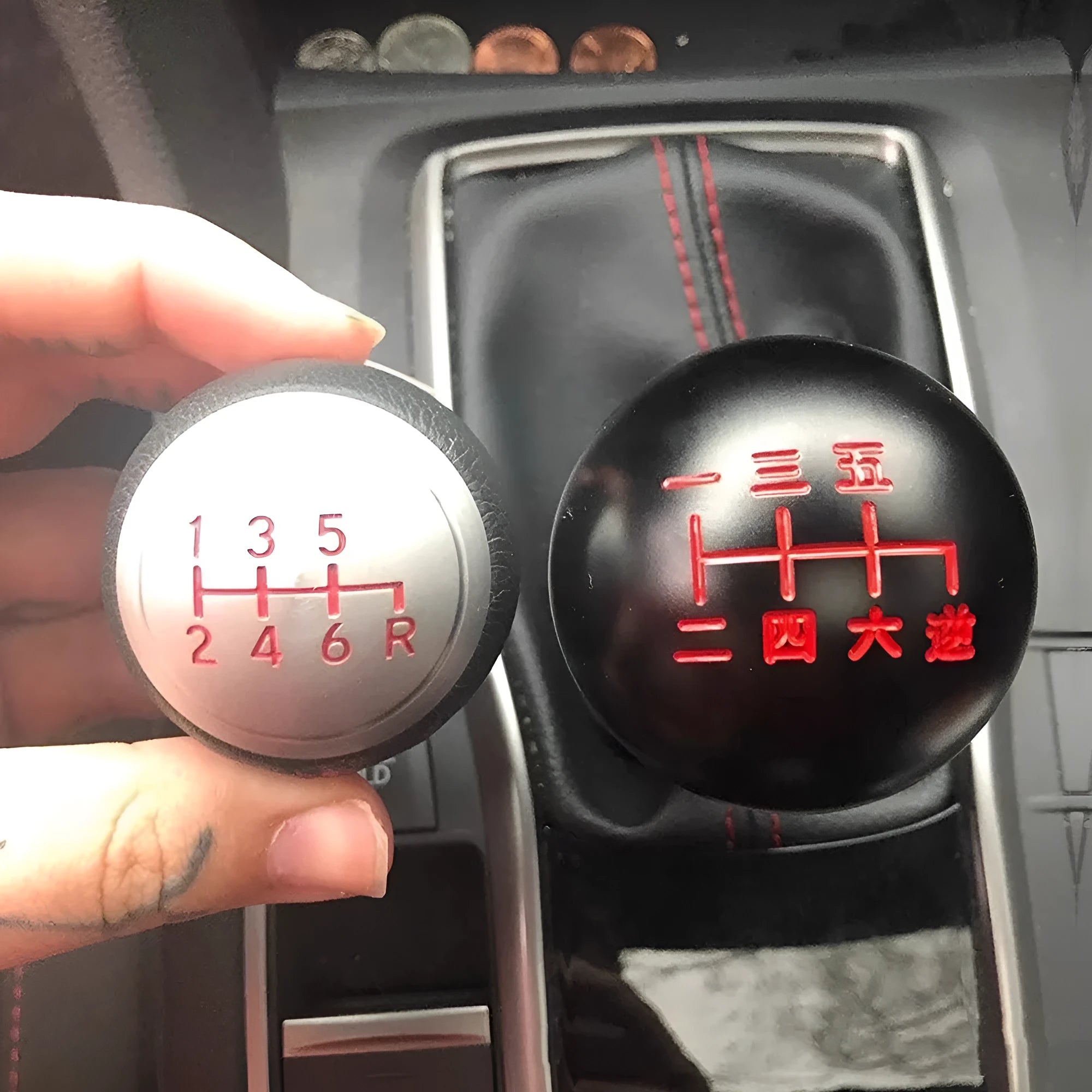 Aluminium alloy round car gear shift head for manual transmission modification in multiple style options