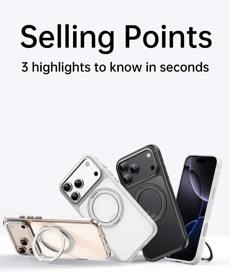 Gear decompression damping sound PU phone case for iPhone 17 series, frosted black bracket-style fall protection case