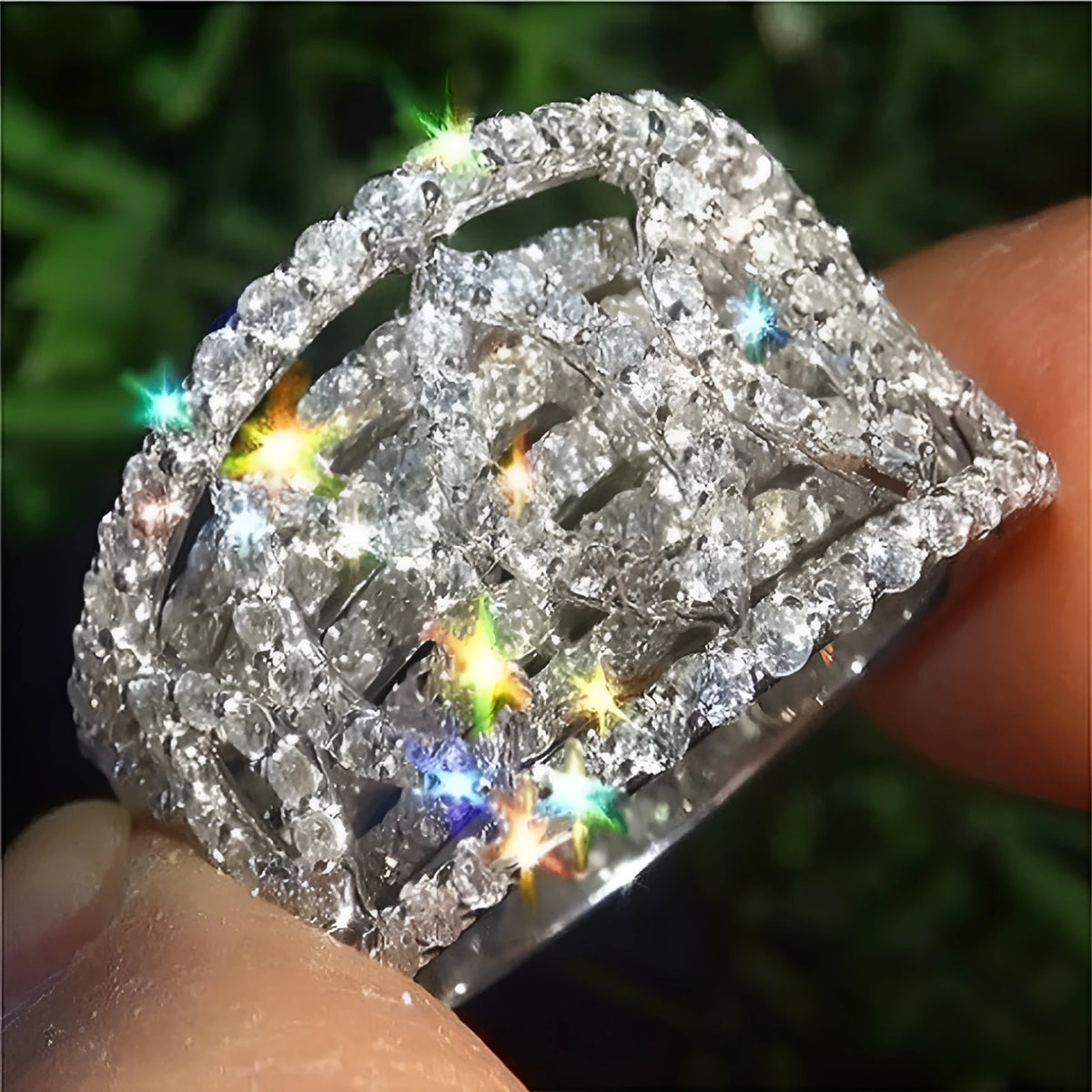 Personalized zircon micro setting ring in picture colour alloy, shown as a women's fashion ring in sizes No 6 to No 10