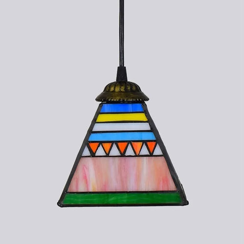 Art stained glass droplight pendant light with coloured glass lampshade