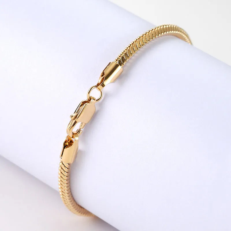 Stainless steel snake chain bracelet unisex simple line design