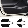 Four-piece clear protective film kit for Tesla Model S car door control panels.