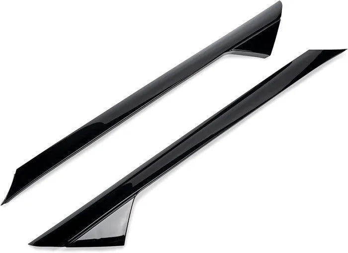 Black Ford front windshield decorative trim panel set, part numbers BB5Z-7803144-AA and BB5Z-7803145-AA.