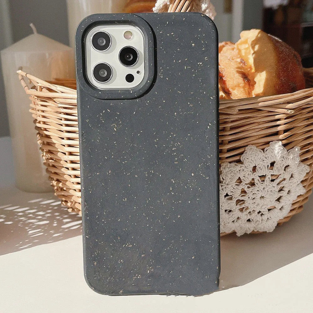 Fully degradable wheat straw phone case for Apple iPhone 14 Pro Max in black, blue, pink and white colours