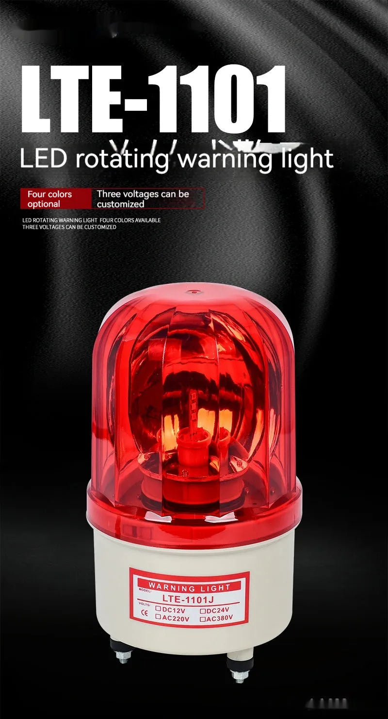 LTE-1101J warning light with sound alarm, red rotating beacon, 2-3W, for industrial use