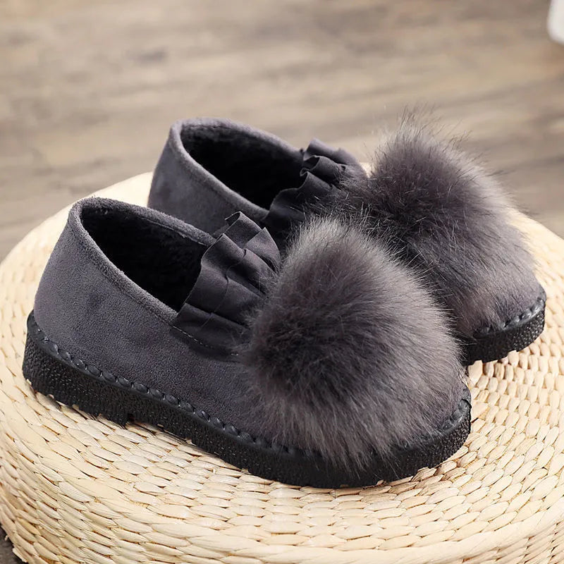 Women's high-top cotton fleece winter slippers with waterproof platform rubber sole in black or grey