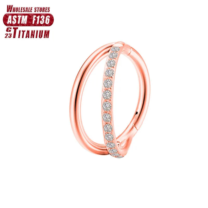 Titanium alloy fork nose ring in silver, gold, black, rose gold and colourful finishes.