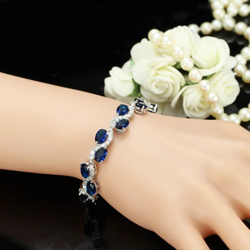 Copper plated gold zircon bracelet with geometry shape and simple styling in five colour options