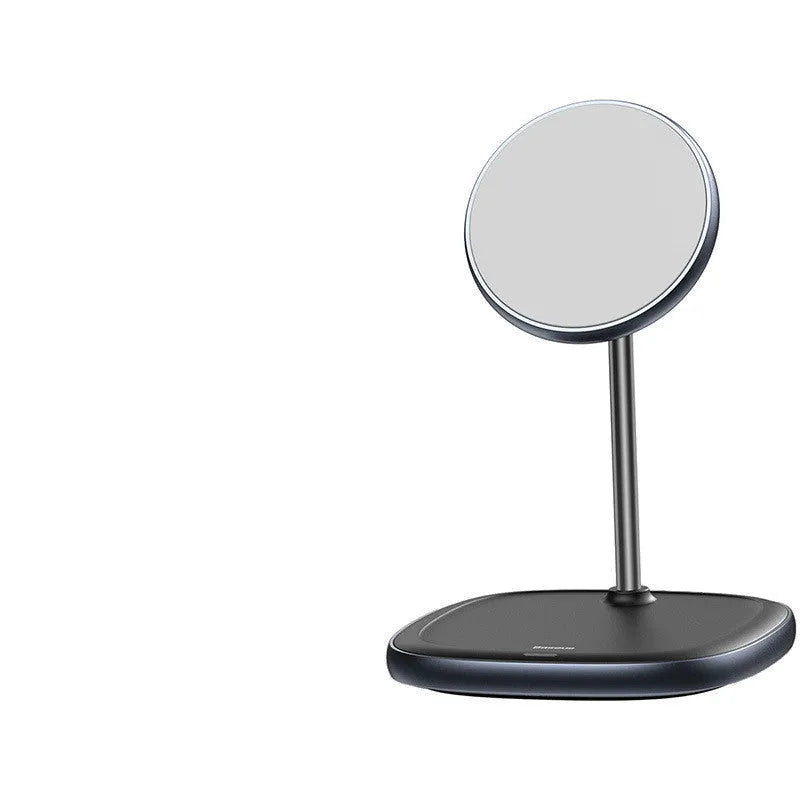 Swan magnetic desktop wireless charger stand for Apple iPhone 12 in black colour with Type-C cable