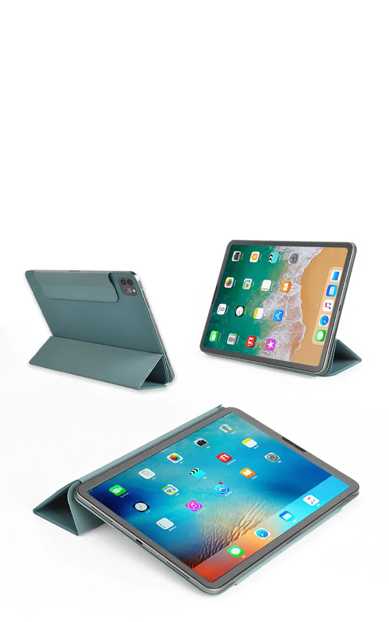 Leather tablet case with magnetic double-sided clip in clamshell style available in multiple colours
