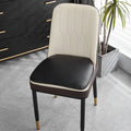 Beige leather horseshoe-shaped seat cushion on a wooden chair, showing its non-slip design.