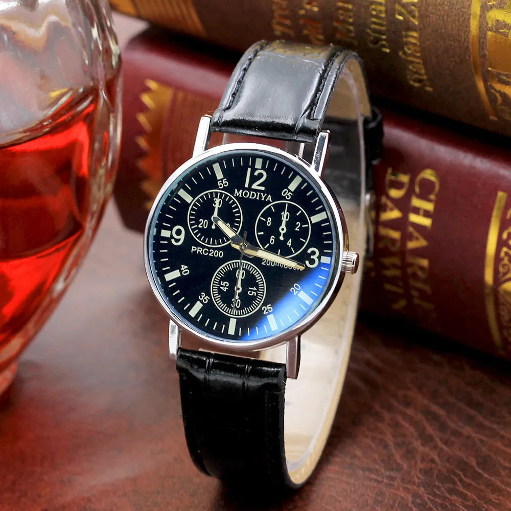 Creative Blu-ray watch with 38mm round dial, alloy plastic case, imitation leather strap, available in five colours