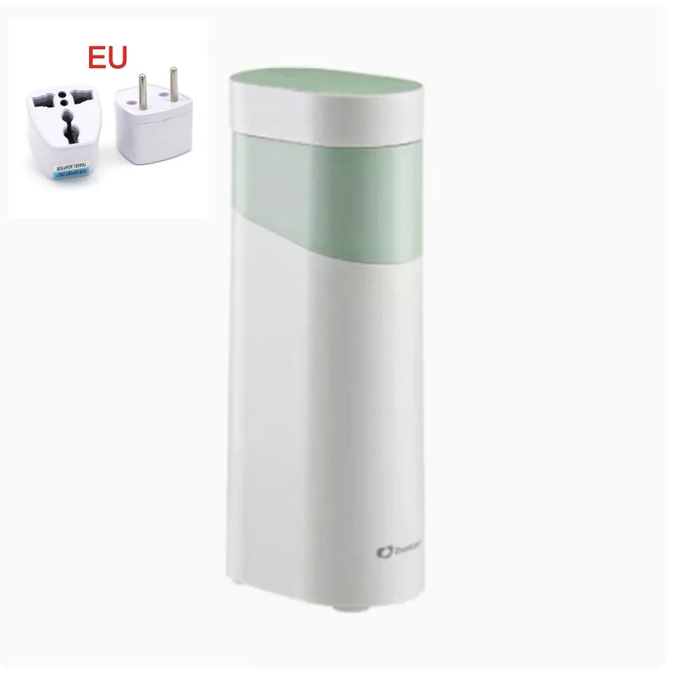 Black and green desktop water dispenser with temperature control settings and nano heating film