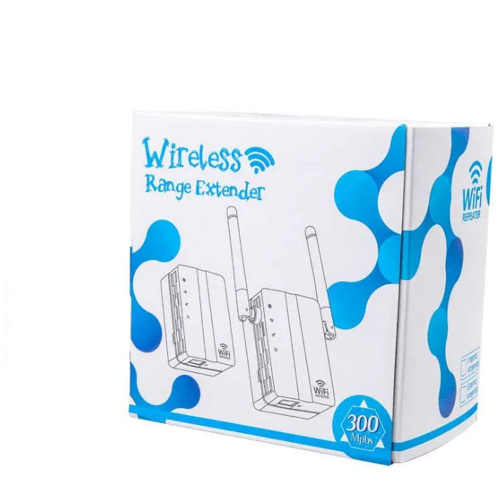 White KR43ED 300M WiFi signal repeater with ABS+PC housing, 10x9x7cm size, EU plug style