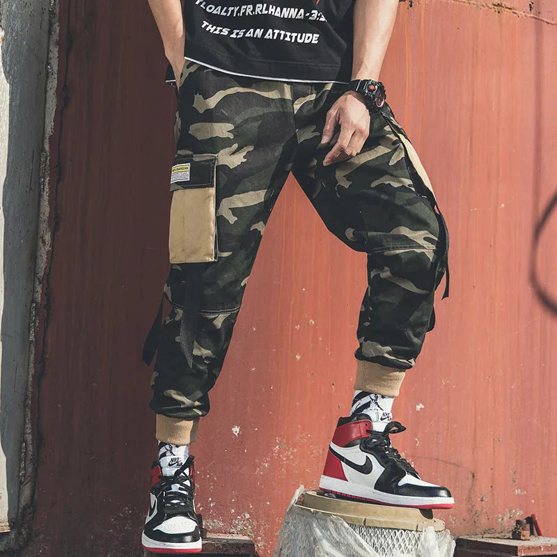 Men's loose casual overalls in cotton blend with 70% cotton, green or purple, sizes L to 3XL.
