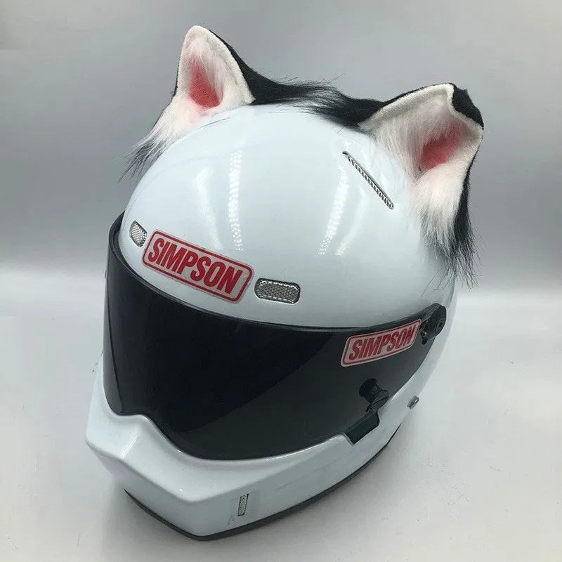 ABS plastic helmet decoration set featuring cat ears and tail for motorcycle helmets 62cm circumference