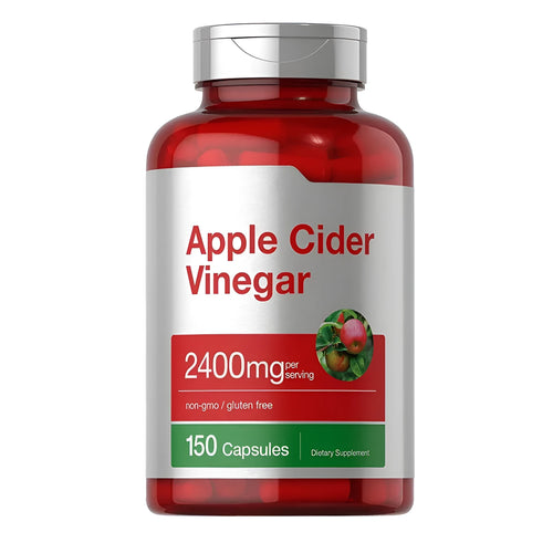 Bottle of 150 apple cider vinegar capsules with Japanese dietary fibre dietary supplement