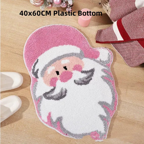 Christmas themed irregular shape hallway mat with festive patterns and anti-slip bottom options