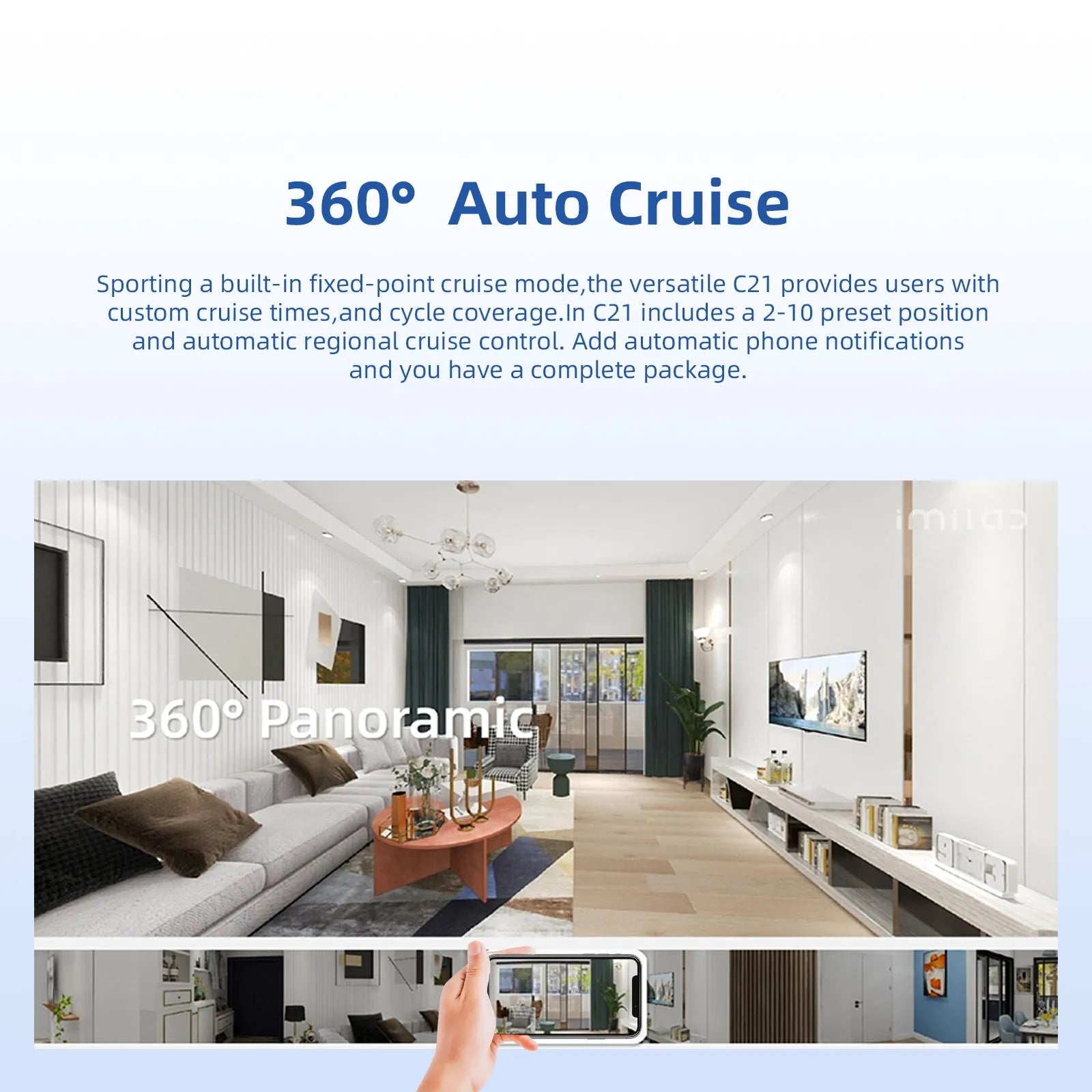 IMILAB C21 white indoor WiFi surveillance camera with 360° view and night vision