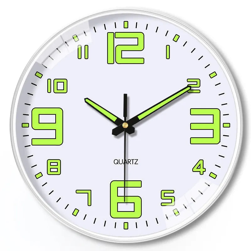 20cm diameter luminous wall clock with modern plastic case and clear acrylic cover