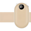 Rechargeable hand warmer and power bank with digital display in rose gold colour