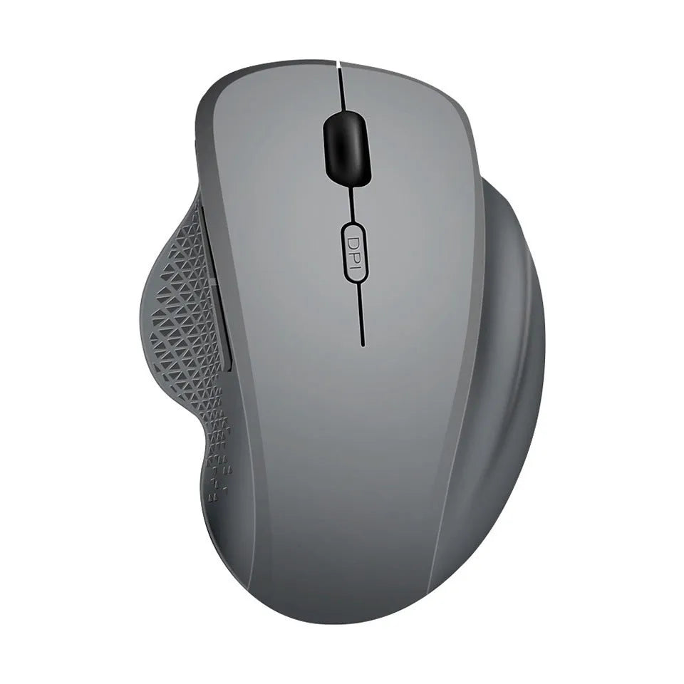 Wireless computer mouse with USB charging cable in black or grey colour