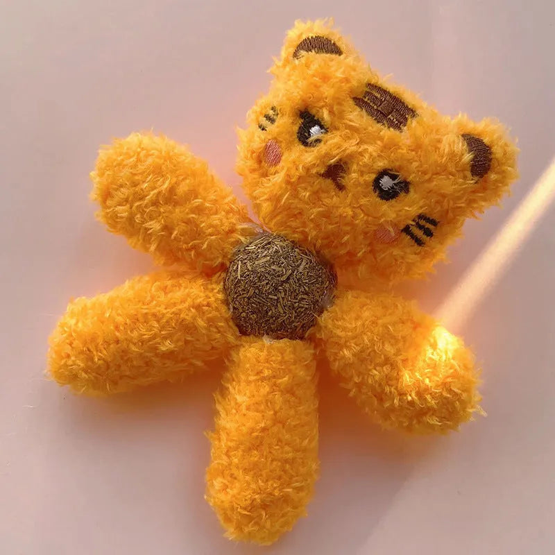 Edible catnip ball chewing toy for cats in animal designs measuring 12.5cm