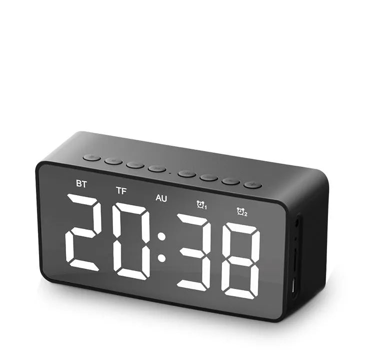 BT506 alarm clock Bluetooth speaker in Black with MicroSD slot and 3.5mm audio input