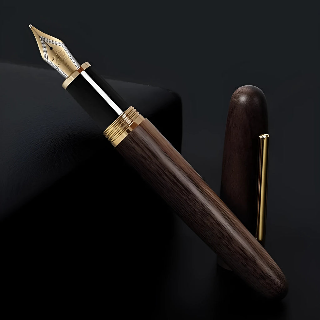 Wooden fountain pen with rotating cap in seven wood colour options