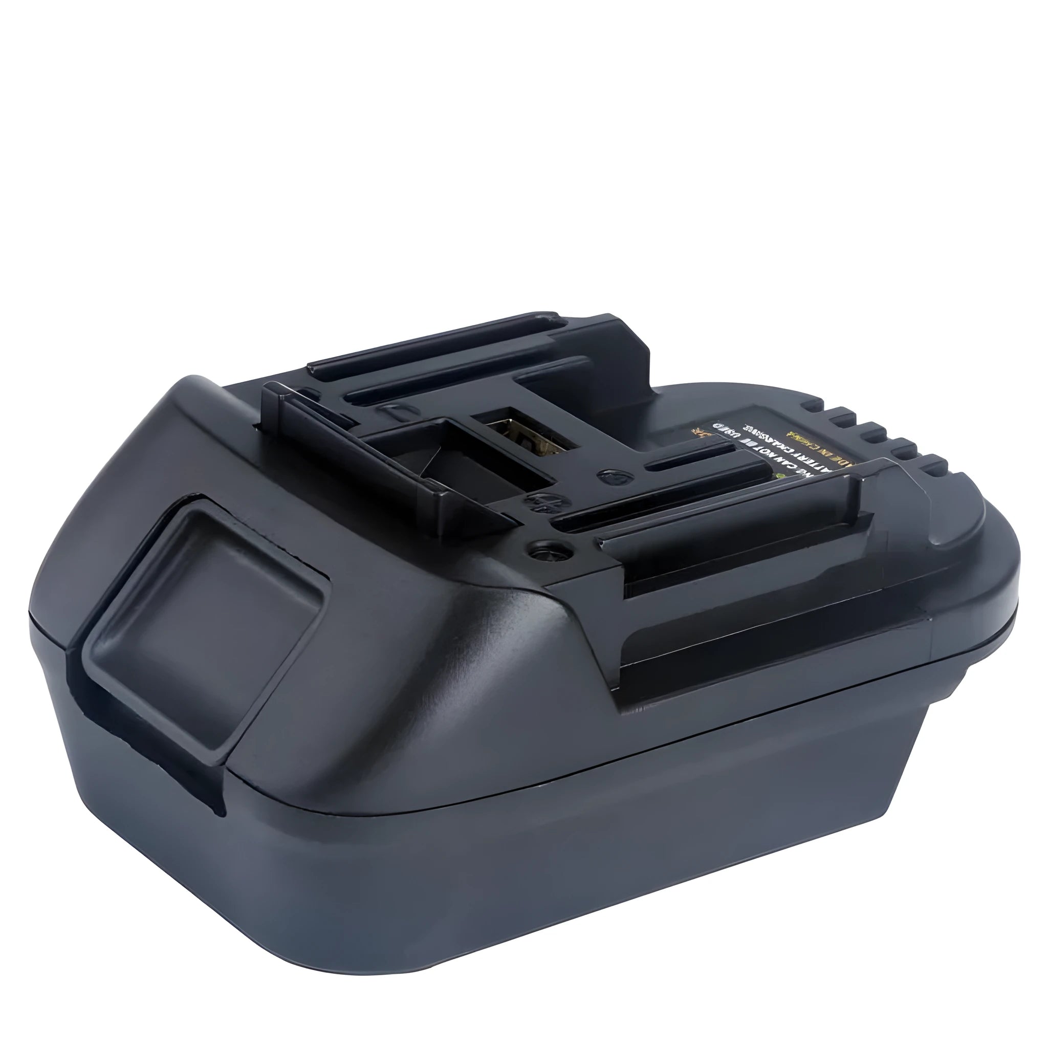 Black Milwaukee to MAKITA battery adapter measuring 125x90x65mm