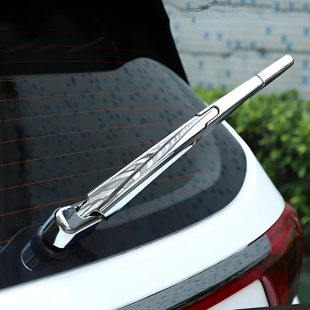 Four silvery ABS plastic rear wiper blade cover trims for a 2010 Hyundai car