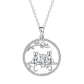 Four kitten pendant necklace on copper cross chain for women