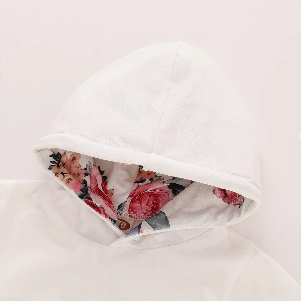 White children's hooded cotton printing pants suit with long sleeves for baby girls 0-1 years