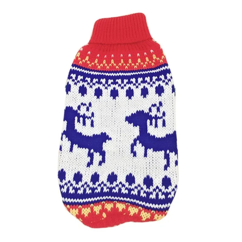 Christmas Maple Snowflake turtleneck knitted wool sweater for pet dogs, printed leaf pattern, casual style