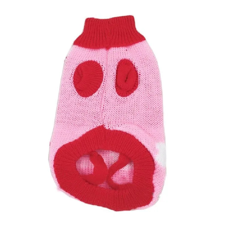 Christmas Maple Snowflake turtleneck knitted wool sweater for pet dogs, printed leaf pattern, casual style