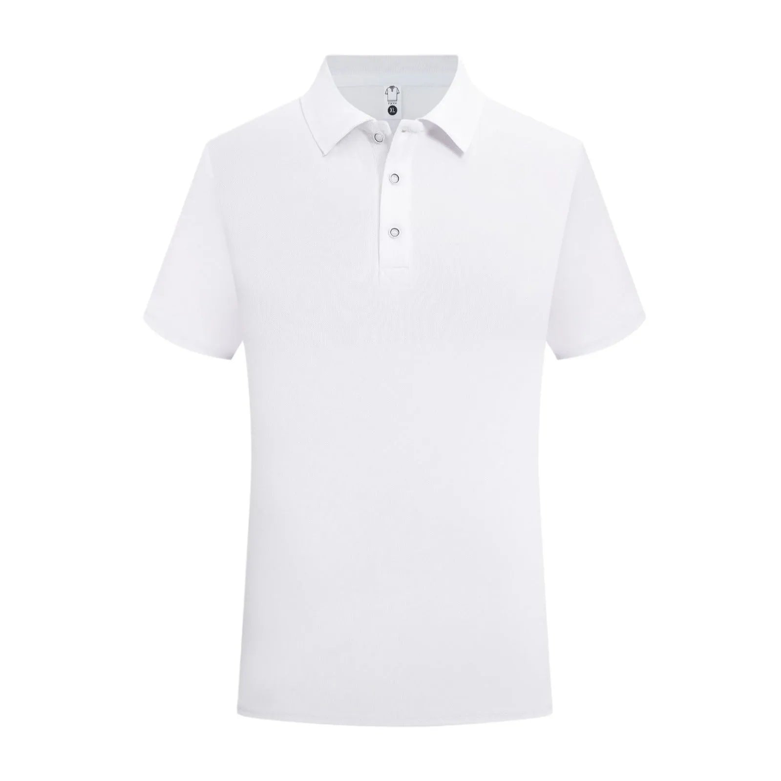 Short-sleeved cotton work shirt on a hanger, shown in a light colour, suitable for custom embroidery.