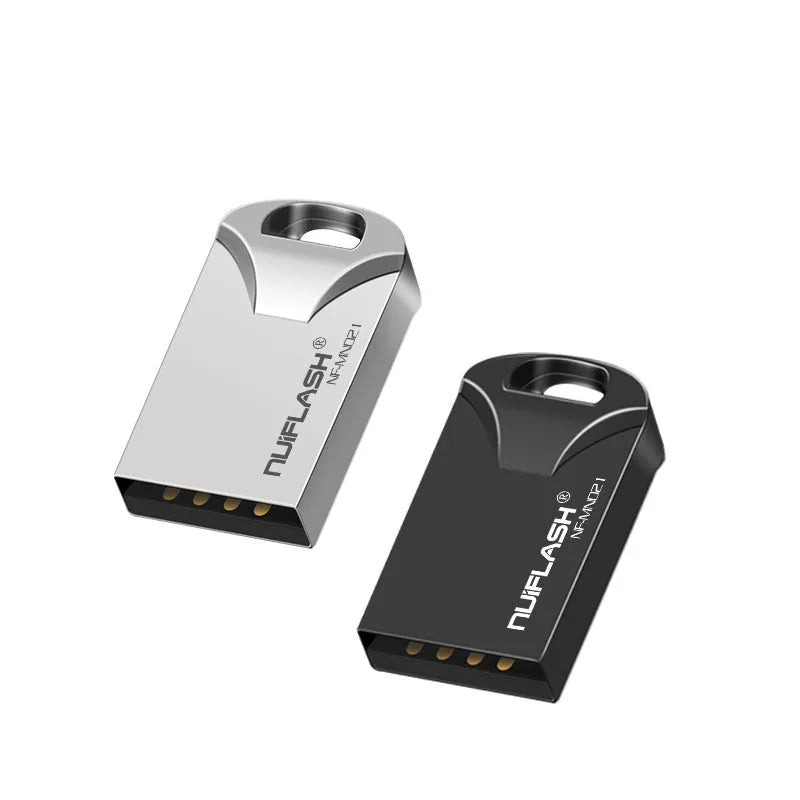 Mini USB flash drive with metal casing, 4GB to 128GB capacity, black or silvery finish