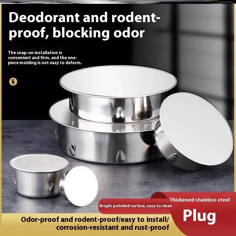 Stainless steel deodorant floor drain seal cover for 201-to-160 tube plug fittings