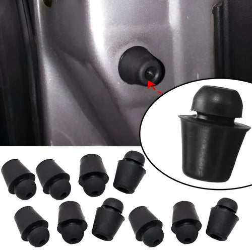 Pack of 10 black rubber automobile trunk shock absorption buffer clips for machine cover damping.
