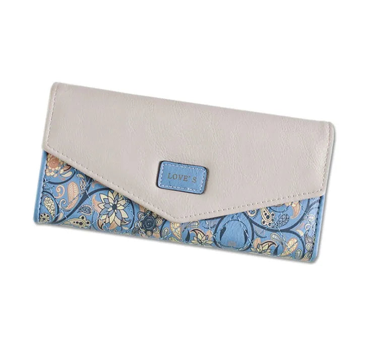 Large capacity three-fold PU leather student wallet with buckle and clip in five colour options