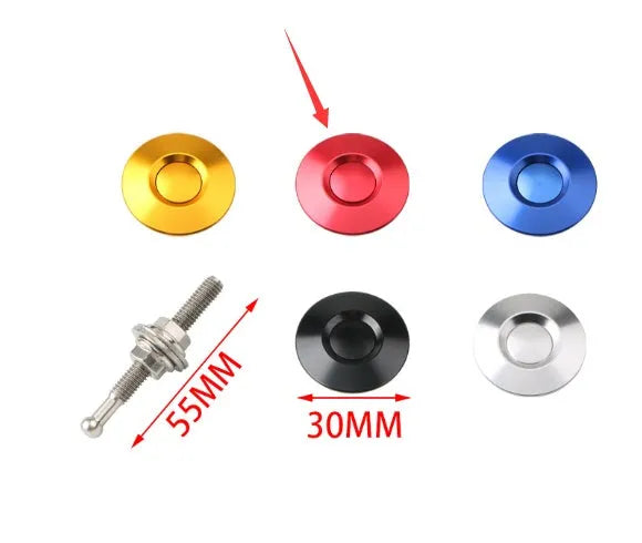 30mm diameter engine cover lock in silver, black, gold, blue, and red colour options