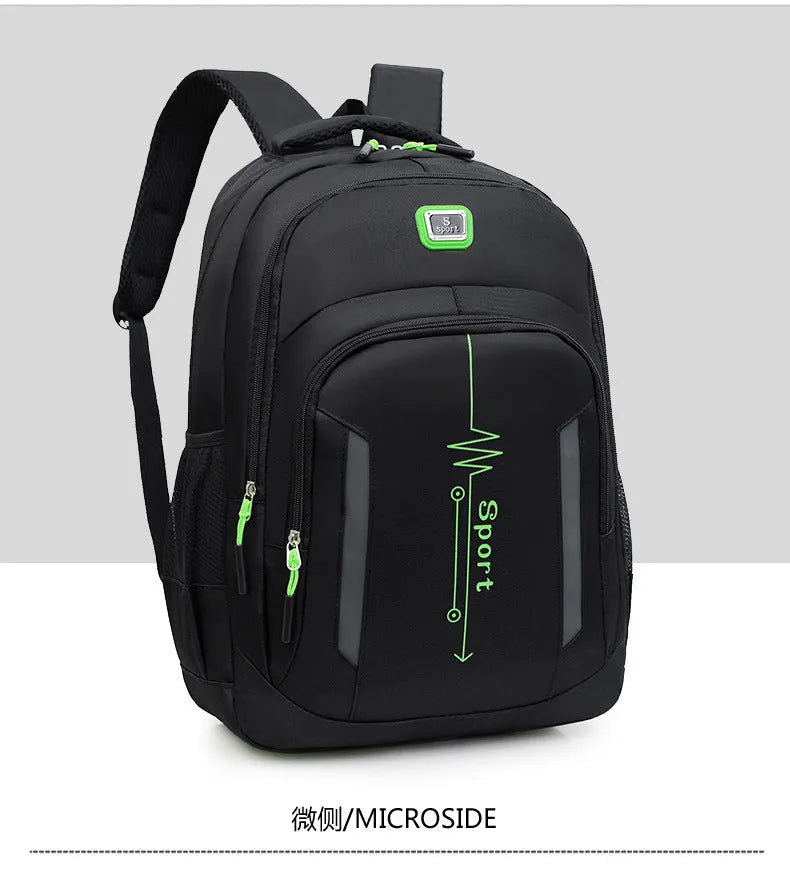 Oxford cloth capacity backpack with airpillow straps showing sewing line detailing in business travel setting
