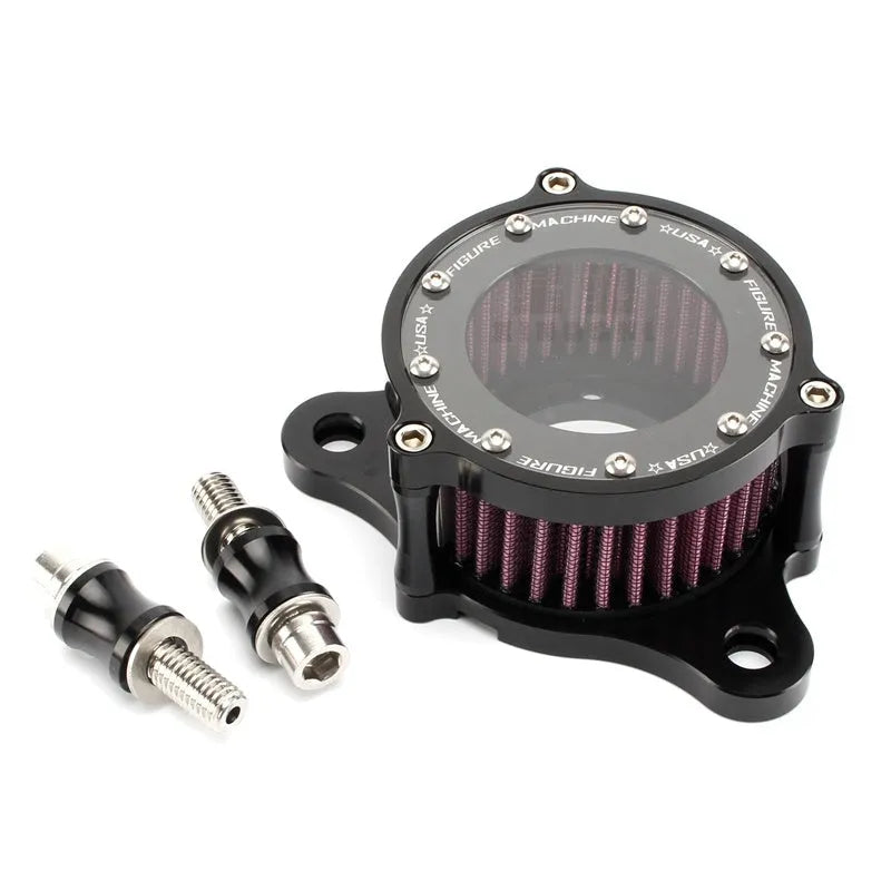 Harley Davidson CNC aluminium air filter with transparent glass retro design for 2004-2014 models