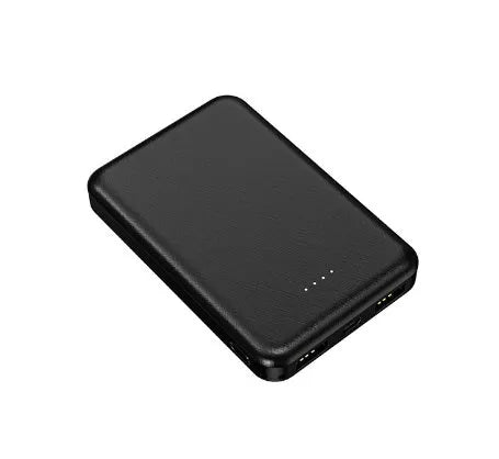 Black and white universal power bank for electric heating vests, showing compact size