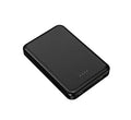 Black and white universal power bank for electric heating vests, showing compact size