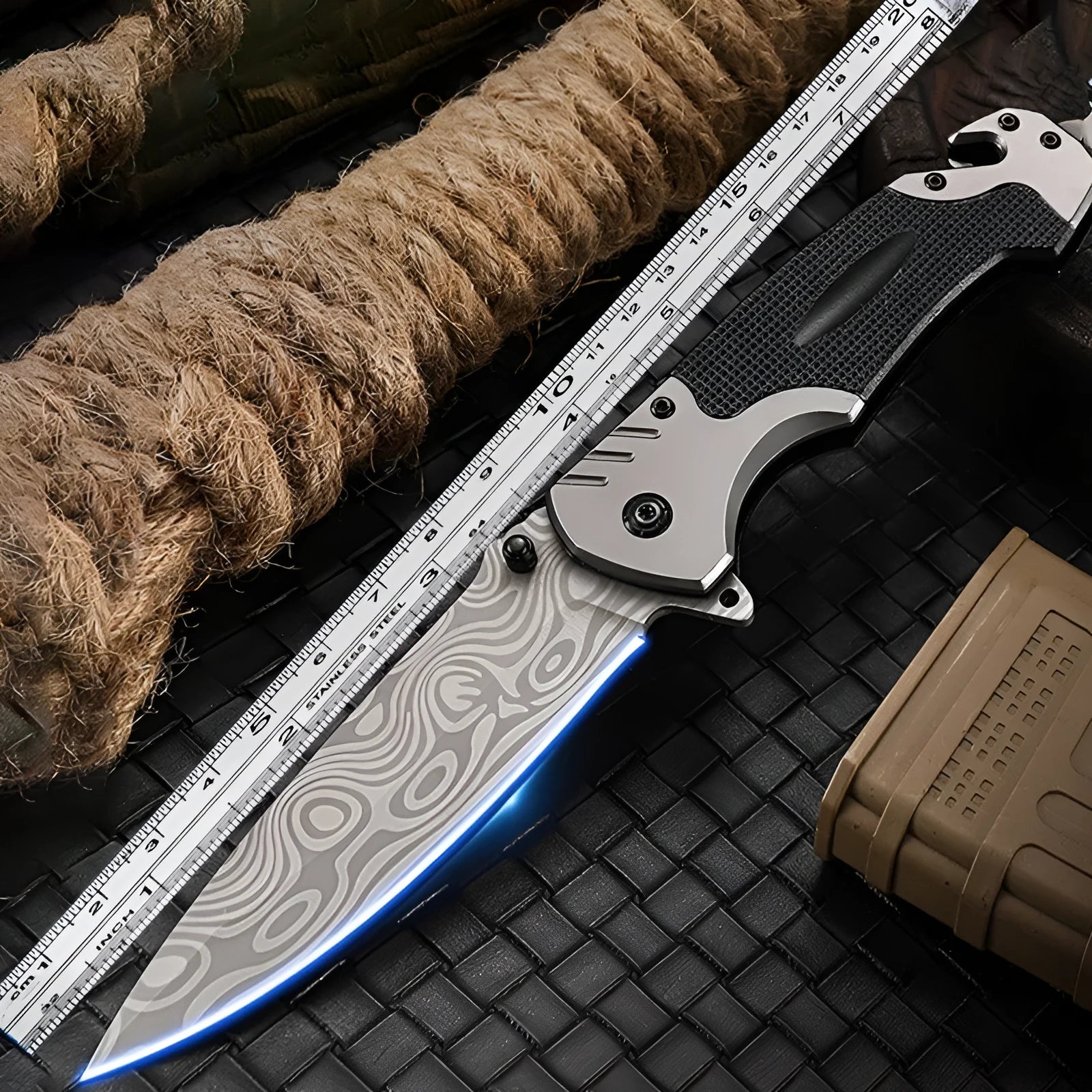 Portable alloy folding knife with 225mm length for outdoor camping and utility use