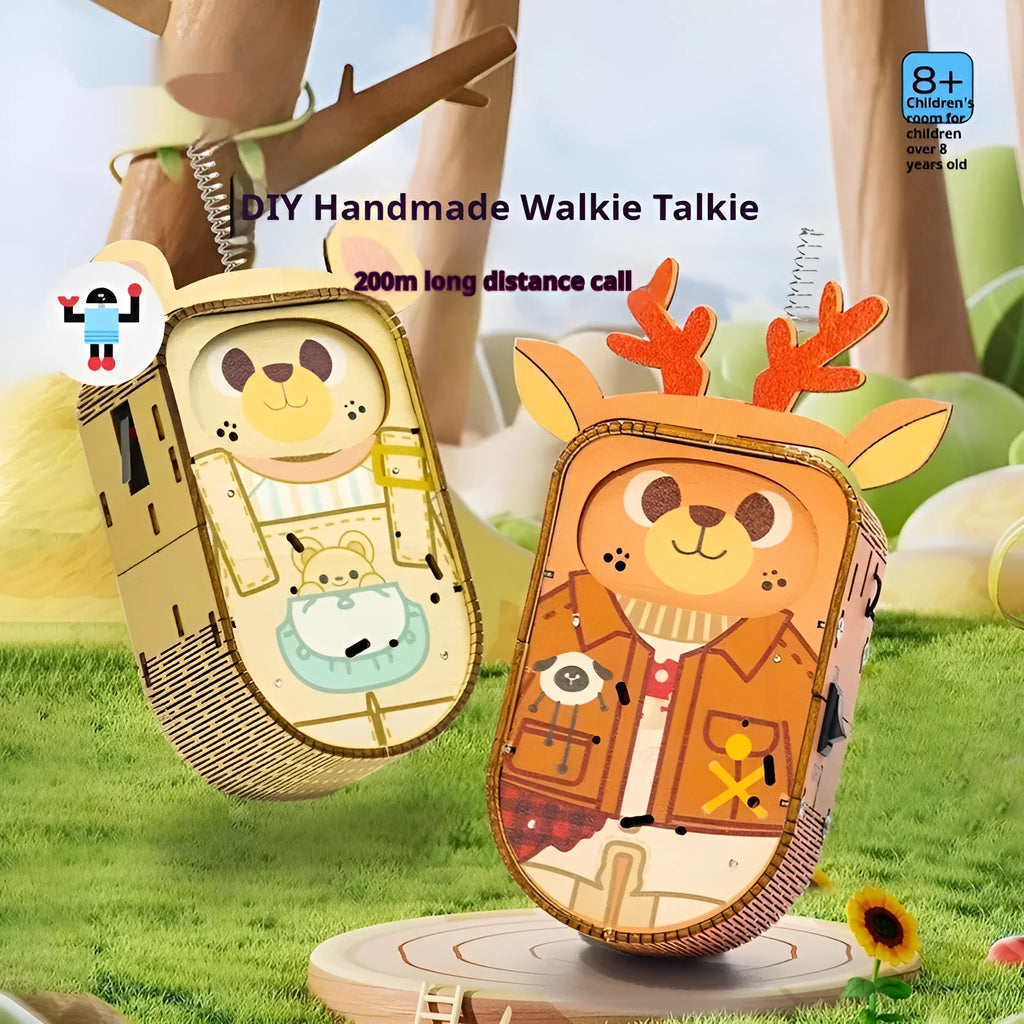 Handmade wooden scientific gift box with bear deer puppy figures and 300 call feature for teenagers